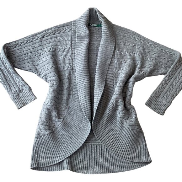 Ralph Lauren Open Cable Knit Sweater Sz L Gray #4A - Picture 1 of 8